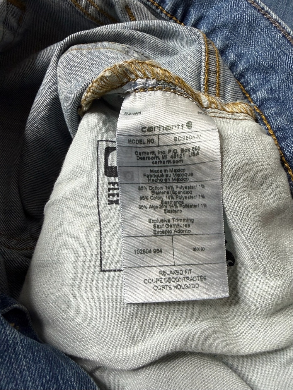 Carhartt Men’s Medium Blue Relaxed Fit Jeans - Picture 6 of 6